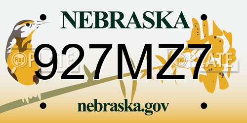 927MZ7 Nebraska License Plate