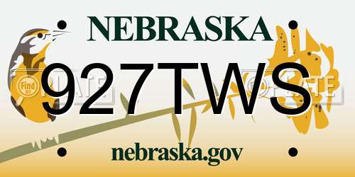927TWS Nebraska License Plate