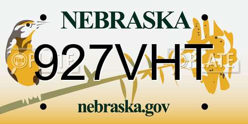 927VHT Nebraska License Plate