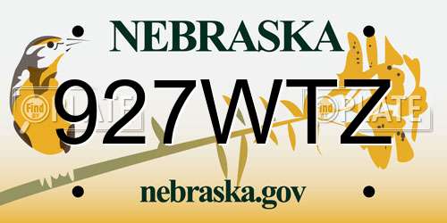 927WTZ Nebraska License Plate