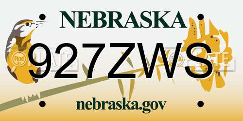 927ZWS Nebraska License Plate