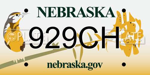 929CH Nebraska License Plate
