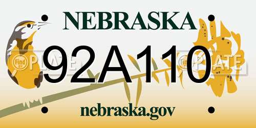 92A110 Nebraska License Plate