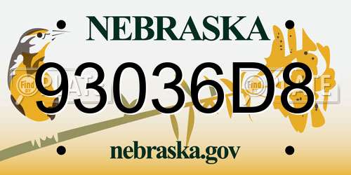 93036D8 Nebraska License Plate