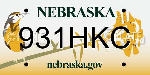 931HKC Nebraska License Plate