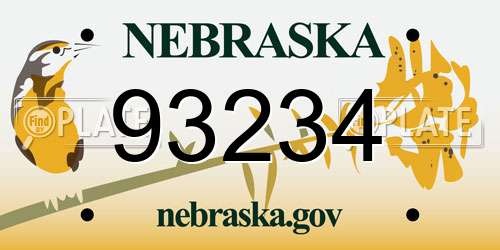 93234 Nebraska License Plate