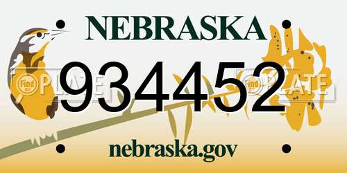 934452 Nebraska License Plate