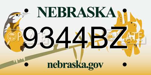9344BZ Nebraska License Plate