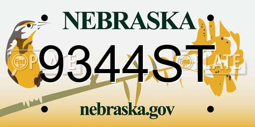 9344ST Nebraska License Plate