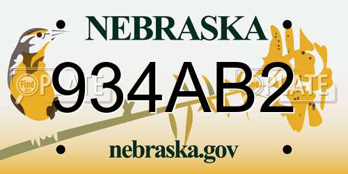934AB2 Nebraska License Plate