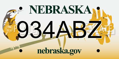 934ABZ Nebraska License Plate