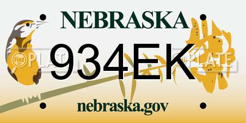 934EK Nebraska License Plate