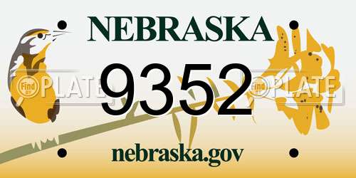 9352 Nebraska License Plate