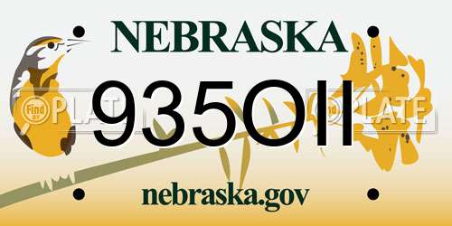 935OII Nebraska License Plate