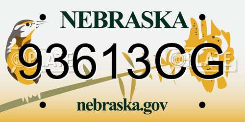 93613CG Nebraska License Plate