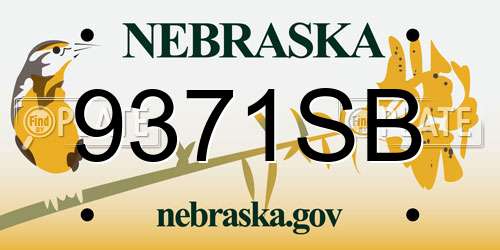 9371SB Nebraska License Plate
