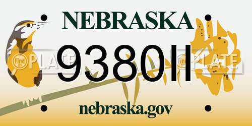9380II Nebraska License Plate