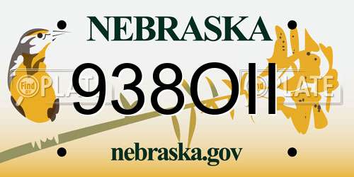 938OII Nebraska License Plate