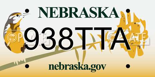 938TTA Nebraska License Plate
