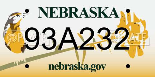 93A232 Nebraska License Plate