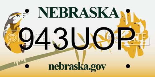 943UOP Nebraska License Plate