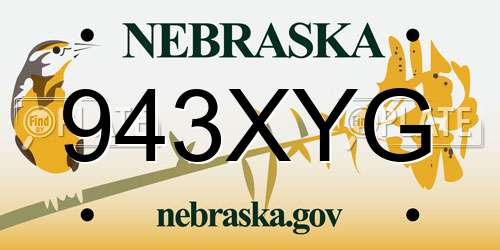 943XYG Nebraska License Plate
