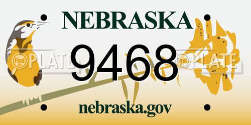 9468 Nebraska License Plate