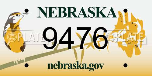 9476 Nebraska License Plate
