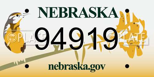 94919 Nebraska License Plate