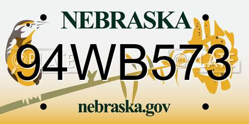 94WB573 Nebraska License Plate
