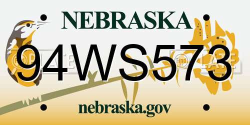 94WS573 Nebraska License Plate