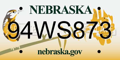 94WS873 Nebraska License Plate