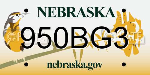 950BG3 Nebraska License Plate
