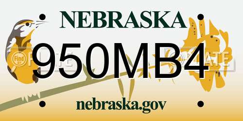 950MB4 Nebraska License Plate