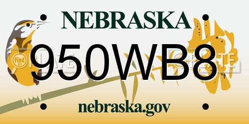 950WB8 Nebraska License Plate