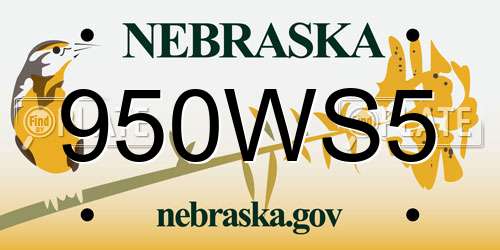 950WS5 Nebraska License Plate