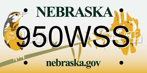 950WSS Nebraska License Plate