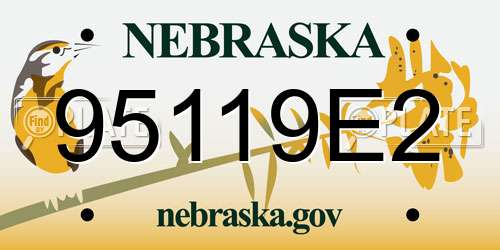 95119E2 Nebraska License Plate