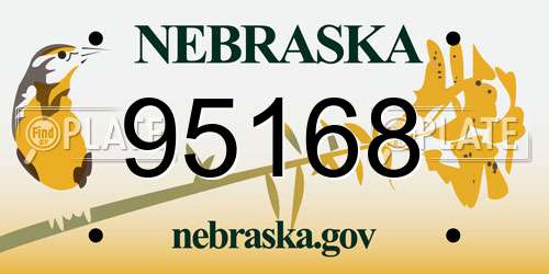 95168 Nebraska License Plate