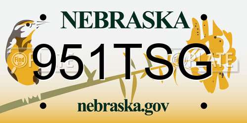 951TSG Nebraska License Plate