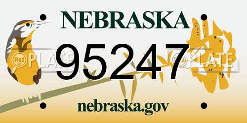 95247 Nebraska License Plate