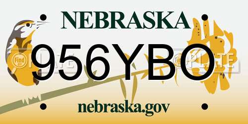 956YBO Nebraska License Plate