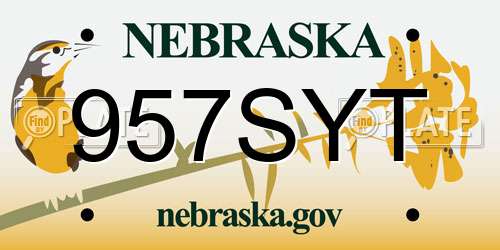 957SYT Nebraska License Plate