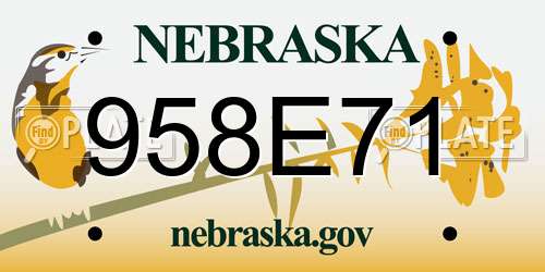 958E71 Nebraska License Plate