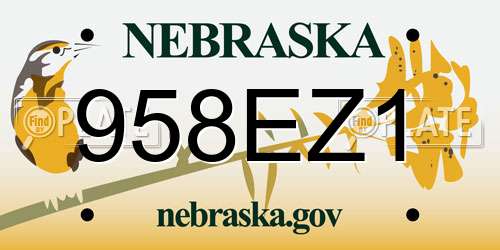 958EZ1 Nebraska License Plate