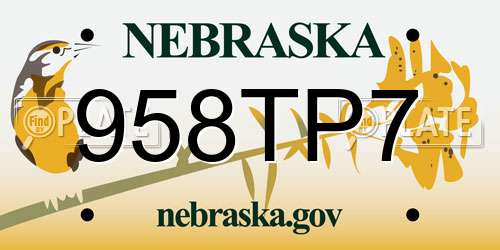958TP7 Nebraska License Plate
