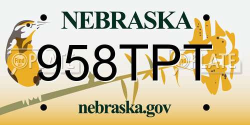 958TPT Nebraska License Plate