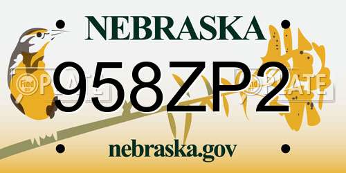 958ZP2 Nebraska License Plate
