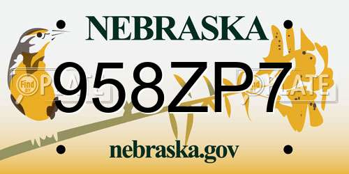 958ZP7 Nebraska License Plate