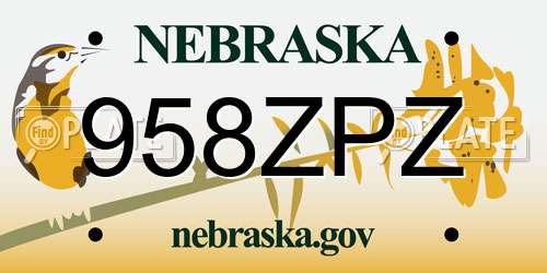 958ZPZ Nebraska License Plate